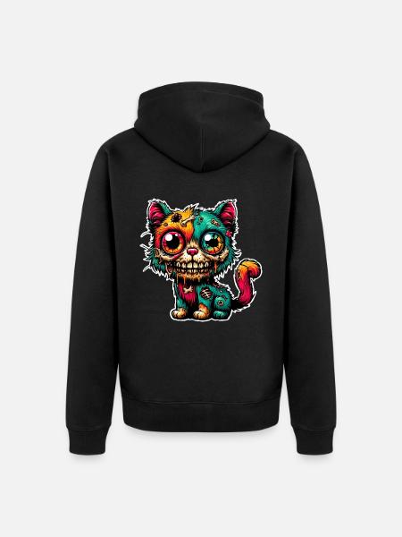 Zombie Cat Monster Halloween - Unisex Premium Organic Zip Hoodie - black