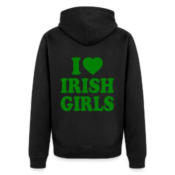 I love irish girls - Unisex Premium Bio Zip Hoodie - Schwarz - Hinten - Nico (187cm)