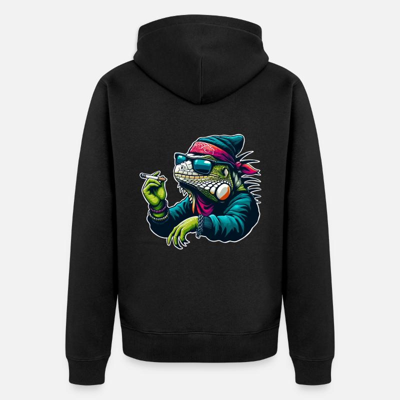 Cool Iguana Rocker - Veste à capuche bio Premium Unisexe - noir