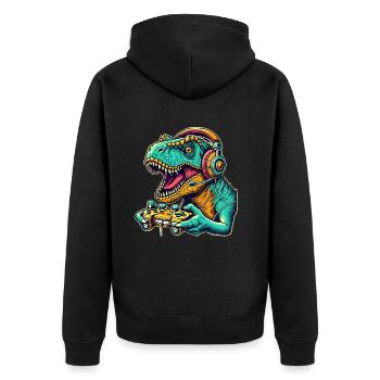 T Rex Dinosaur Gaming - Veste à capuche bio Premium Unisexe - noir - Dos - Nico (187cm)