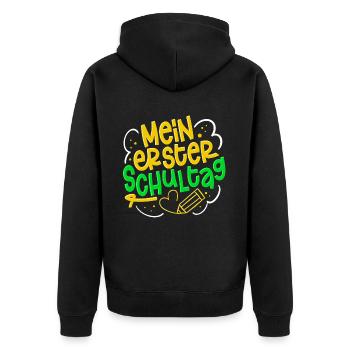 Einschulung Erster Schultag - Unisex Premium Bio Zip Hoodie - Schwarz - Hinten - Nico (187cm)