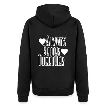 Freundschaft Beziehung - Unisex Premium Bio Zip Hoodie - Schwarz - Hinten - Nico (187cm)