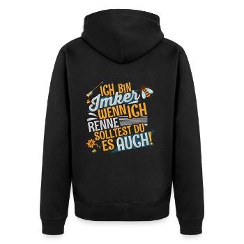 Imker - Unisex Premium Bio Zip Hoodie - Schwarz - Hinten - Nico (187cm)