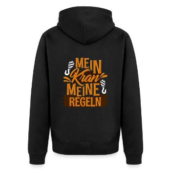 Krahnführer Kranfahrer - Unisex Premium Bio Zip Hoodie - Schwarz - Hinten - Nico (187cm)