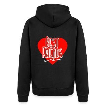 Beste Freunde - Unisex Premium Bio Zip Hoodie - Schwarz - Hinten - Nico (187cm)