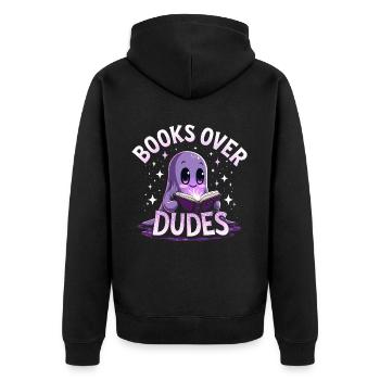 Geisterfrau liebt es, Halloween zu lesen - Unisex Premium Bio Zip Hoodie - Schwarz - Hinten - Nico (187cm)
