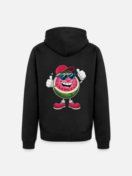 Wassermelone - Unisex Premium Bio Zip Hoodie - Schwarz