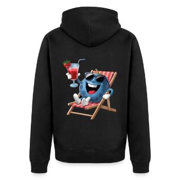 Blueberry - Unisex Premium Bio Zip Hoodie - Schwarz - Hinten - Nico (187cm)