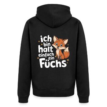 Fuchs Füchse Wildtier Waldtier Rotfuchs - Unisex Premium Bio Zip Hoodie - Schwarz - Hinten - Nico (187cm)