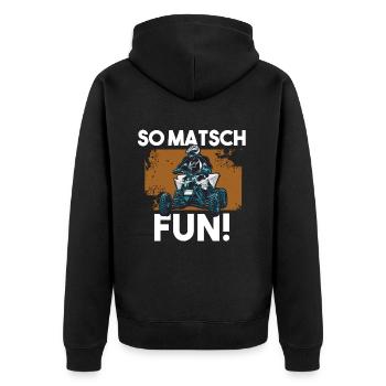 Quad - Unisex Premium Bio Zip Hoodie - Schwarz - Hinten - Nico (187cm)
