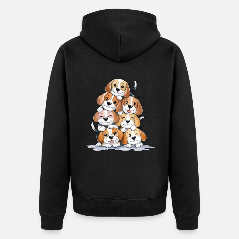 Pyramide de beagle mignon - Veste à capuche bio Premium Unisexe - noir