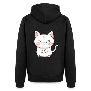 Katze Süß Niedlich Baby Kinder Tier Cartoon - Unisex Premium Bio Zip Hoodie - Schwarz - Hinten - Nico (187cm)