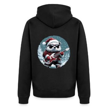 Panda Weihnachten Rocker Gitarre - Unisex Premium Bio Zip Hoodie - Schwarz - Hinten - Nico (187cm)
