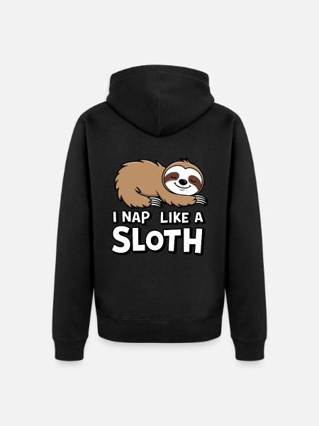 Sloth Sloths Sleeping Lazy - Unisex Premium Organic Zip Hoodie - black