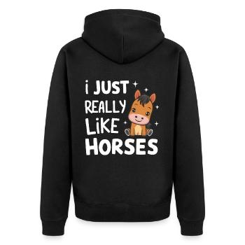 Horse Horse Riding Horse Riding Jumping - Unisex Premium Organic Zip Hoodie - black - Back - Nico (187cm)