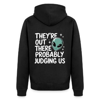 Alien UFO Aliens Außerirdischer - Unisex Premium Organic Zip Hoodie - black - Back - Nico (187cm)