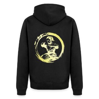 Karate Woman - Unisex Premium Organic Zip Hoodie - black - Back - Nico (187cm)