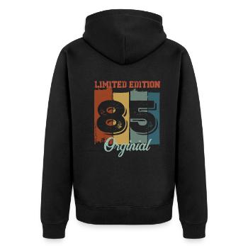 Edition Limitée 85 Original – 40e Anniversaire - Veste à capuche bio Premium Unisexe - noir - Dos - Nico (187cm)
