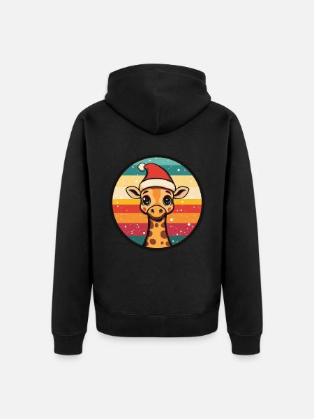 Giraffe Christmas X-Mas - Unisex Premium Organic Zip Hoodie - black