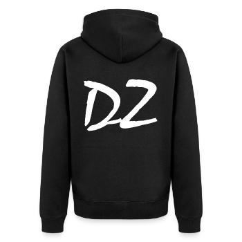 Dz - Unisex Premium Bio Zip Hoodie - Schwarz - Hinten - Nico (187cm)