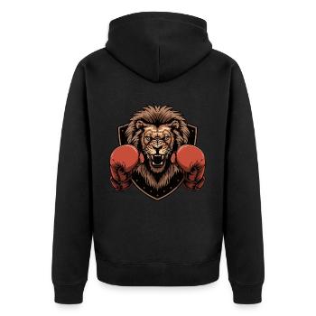 Löwe Boxer MMA - Unisex Premium Bio Zip Hoodie - Schwarz - Hinten - Nico (187cm)