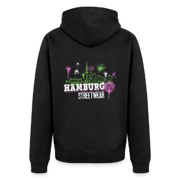 Hamburg Skyline City Germany Graffiti - Unisex Premium Organic Zip Hoodie - black - Back - Nico (187cm)