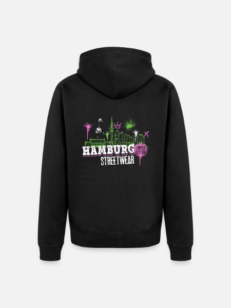 Hamburg Skyline City Germany Graffiti - Unisex Premium Organic Zip Hoodie - black