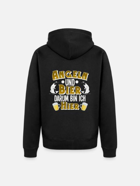 Angeln Angler Bier - Unisex Premium Bio Zip Hoodie - Schwarz