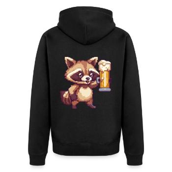 Raccoon Pixel Bière - Veste à capuche bio Premium Unisexe - noir - Dos - Nico (187cm)