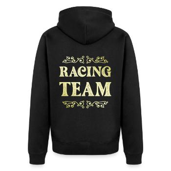 Racing Team - Unisex Premium Bio Zip Hoodie - Schwarz - Hinten - Nico (187cm)