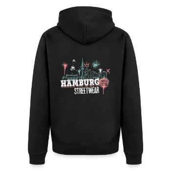 Hamburg Skyline City Germany Graffiti - Unisex Premium Organic Zip Hoodie - black - Back - Nico (187cm)