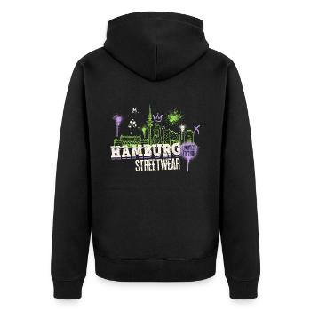 Hamburg Skyline City Germany Graffiti - Unisex Premium Organic Zip Hoodie - black - Back - Nico (187cm)