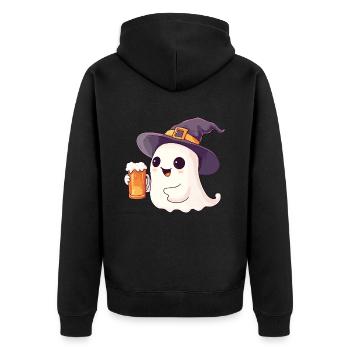 Halloween Ghost Ghost Beer Alcohol Funny - Unisex Premium Organic Zip Hoodie - black - Back - Nico (187cm)