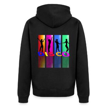 Disco Musik Geschenk Tanzen Tänzer Discjockey DJ - Unisex Premium Bio Zip Hoodie - Schwarz - Hinten - Nico (187cm)