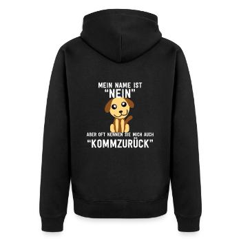 Süßer Hund Hündchen Tier Hundeerziehung Geschenk - Unisex Premium Bio Zip Hoodie - Schwarz - Hinten - Nico (187cm)