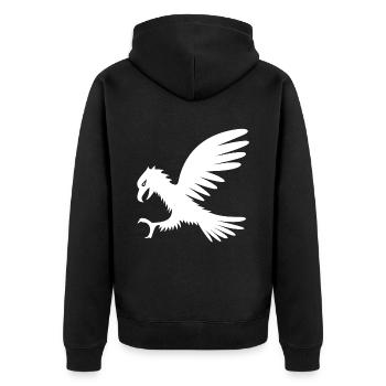 Adler - Unisex Premium Bio Zip Hoodie - Schwarz - Hinten - Nico (187cm)