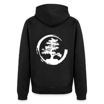 Bonsai - Unisex Premium Bio Zip Hoodie - Schwarz - Hinten - Nico (187cm)