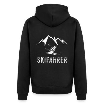 Skifahrer Skifahren - Unisex Premium Bio Zip Hoodie - Schwarz - Hinten - Nico (187cm)