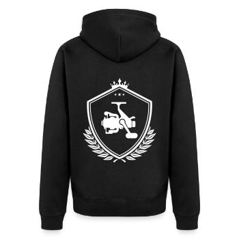 Fishing Reel Coat of Arms - Unisex Premium Organic Zip Hoodie - black - Back - Nico (187cm)