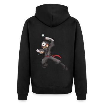Zahnarzt Zahnarzthelferin Ninja Zähne I Geschenk - Unisex Premium Bio Zip Hoodie - Schwarz - Hinten - Nico (187cm)