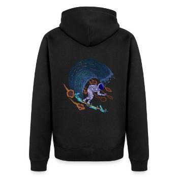 SPACE SPACE SURFER SURF SURFING SURFING ALL MOTIF - Unisex Premium Organic Zip Hoodie - black - Back - Nico (187cm)