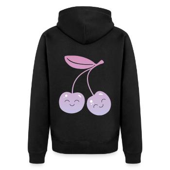 Cerises Kawaii - Veste à capuche bio Premium Unisexe - noir - Dos - Nico (187cm)