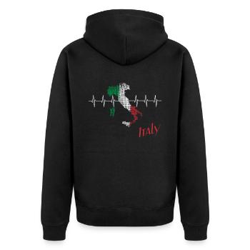 Italy heartbeat Italien - Unisex Premium Bio Zip Hoodie - Schwarz - Hinten - Nico (187cm)