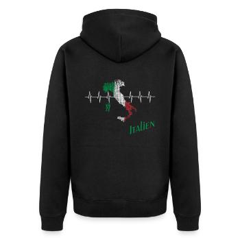 Italien italien - Unisex Premium Bio Zip Hoodie - Schwarz - Hinten - Nico (187cm)