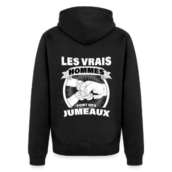 Papa Et Les Jumeaux Humour Naissance - Veste à capuche bio Premium Unisexe - noir - Dos - Nico (187cm)
