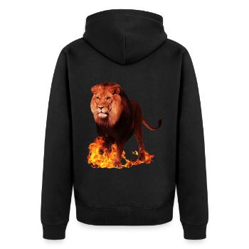 Animal sauvage lion en feu - Veste à capuche bio Premium Unisexe - noir - Dos - Nico (187cm)