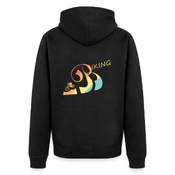 Biking - Unisex Premium Bio Zip Hoodie - Schwarz - Hinten - Nico (187cm)