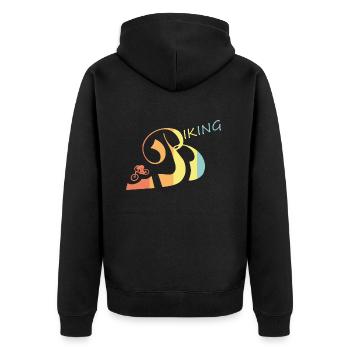 Biking - Unisex Premium Bio Zip Hoodie - Schwarz - Hinten - Nico (187cm)