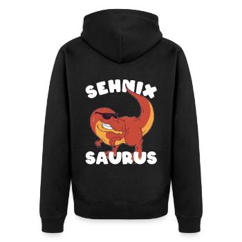Dinosaurier Spruch Dino Witz Geschenk - Unisex Premium Bio Zip Hoodie - Schwarz - Hinten - Nico (187cm)