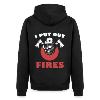 I extinguish fires funny firefighter rescuer Feue - Unisex Premium Organic Zip Hoodie - black - Back - Nico (187cm)